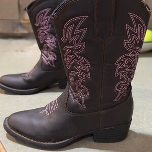 Girls cowboy boots Brown with Pink Stitching 11